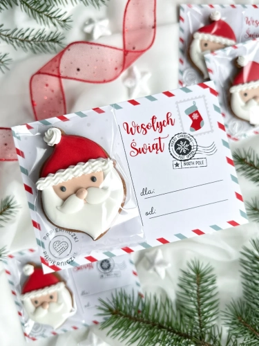 Pocztówka z mikołajem - piernik świąteczny do samodzielnej personalizacji