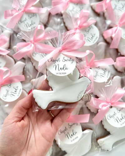 pierniczki jako podziękowania dla gości na chrzest