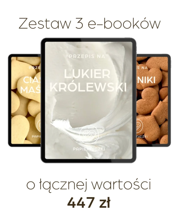 E-book z przepisami na ręcznie zdobione pierniki, kruche ciastka maślane i lukier królewski – kompletny poradnik cukierniczy krok po kroku, domowe receptury oraz techniki dekorowania ciastek i pierniczków dla początkujących i pasjonatów wypieków
